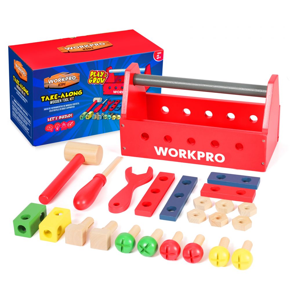 24pcs Take-Along Wooden Tool Kit