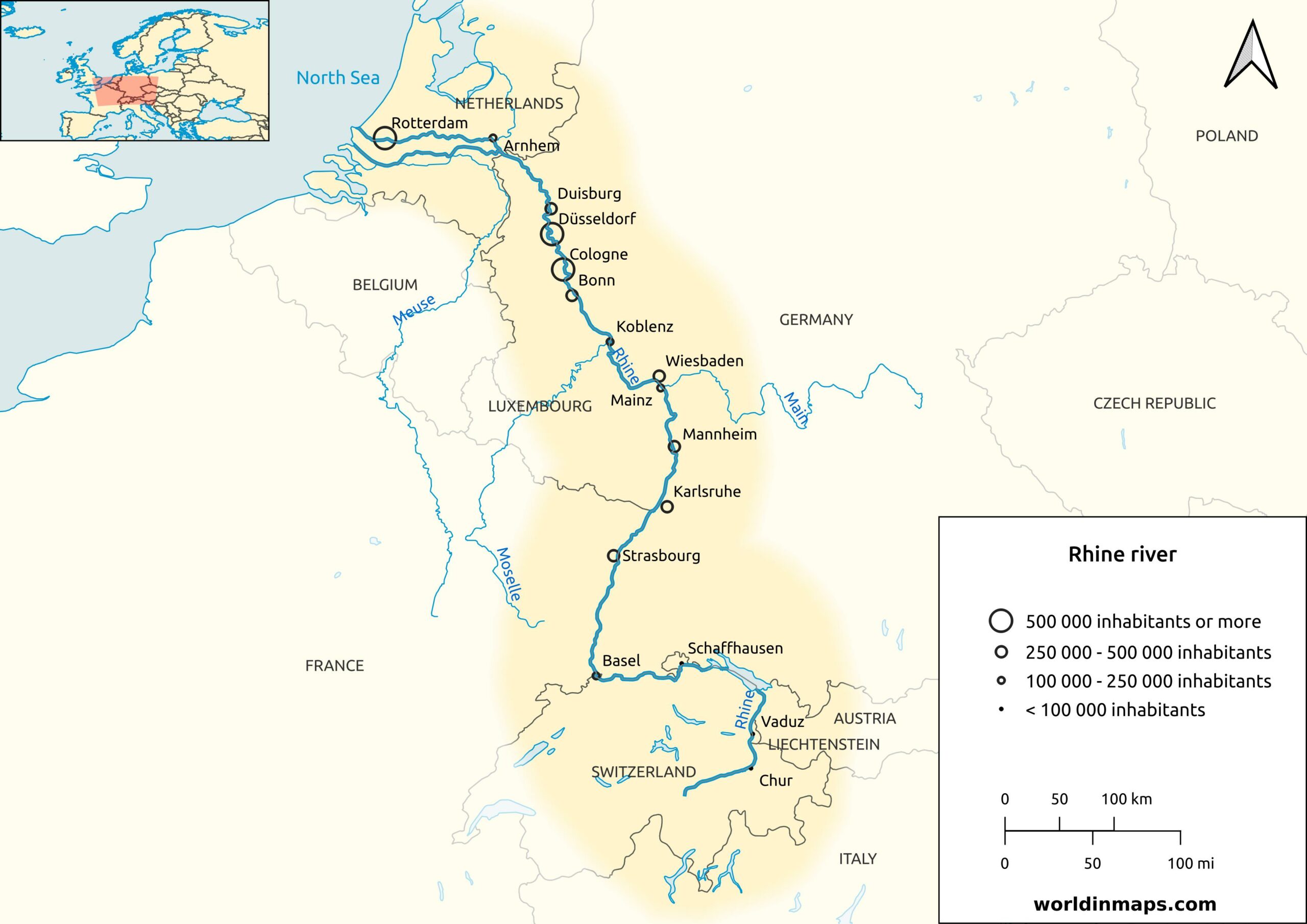 The Rhine River - World in maps