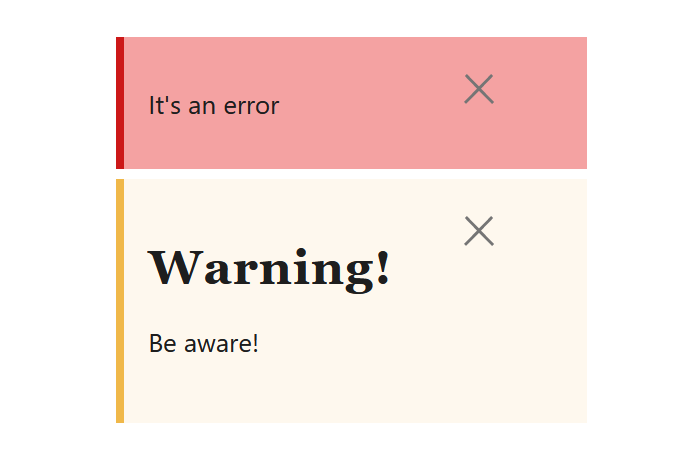 A screenshot of the WordPress Gutenberg component "NoticeList".