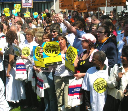 RCN yesterday condemned the privatisation of primary care. Nurses demonstrate to defend the NHS