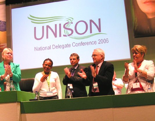 Thabitha Khumalo receiving huge support from UNISON Conference after bringing fraternal greetings from Zimbabwe