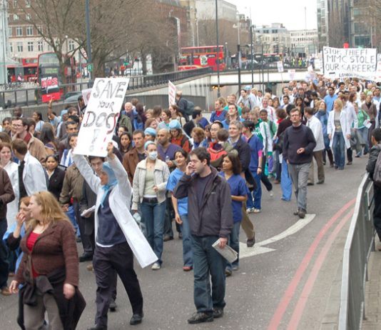 Thousands of junior doctors marched through London on March 17th demanding suitable jobs after their 8-10 years of training