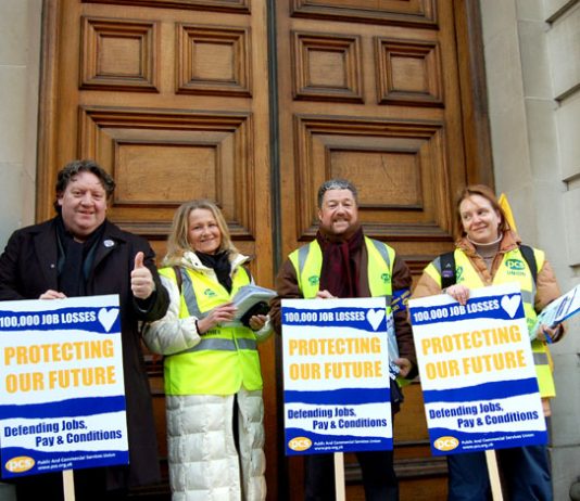 Civil servants on the picket line during their national strike on January 31