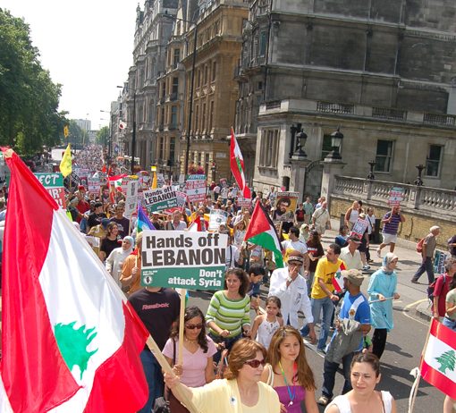 London demonstration in August 2006 against the Israeli bombing of Lebanon