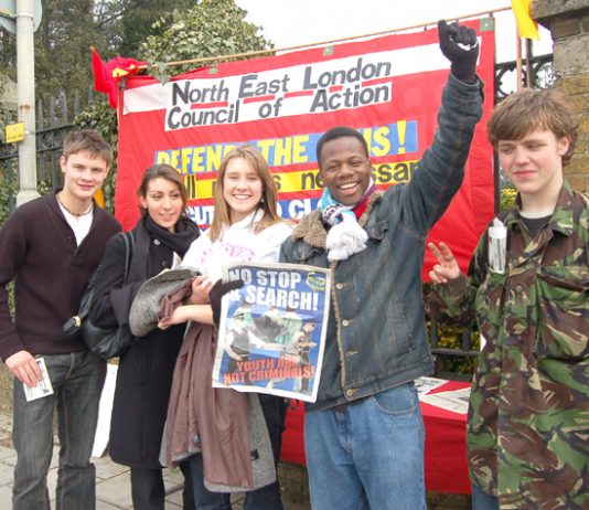 Young Socialist members during yesterday’s picket of Chase Farm Hospital