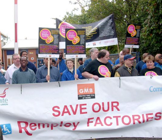 Remploy workers outside the company’s Brixton factory during their national march last year