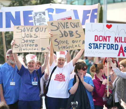 Thousands marched through Stafford to demand their A&E is open 24 hours seven days a week