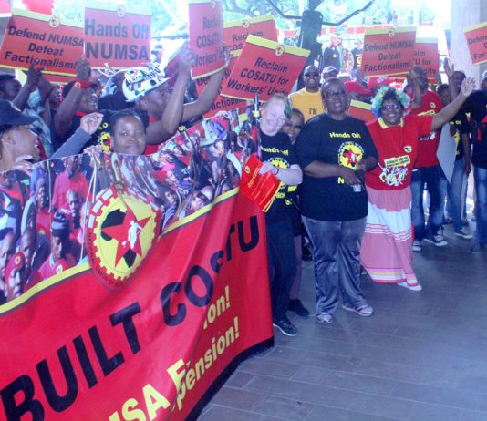 NUMSA members demonstrate outside COSATU House against their expulsion