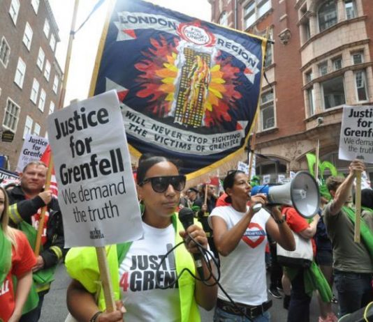 Joint Justice4Grenfell and FBU demonstration to the Home Office on June 16th