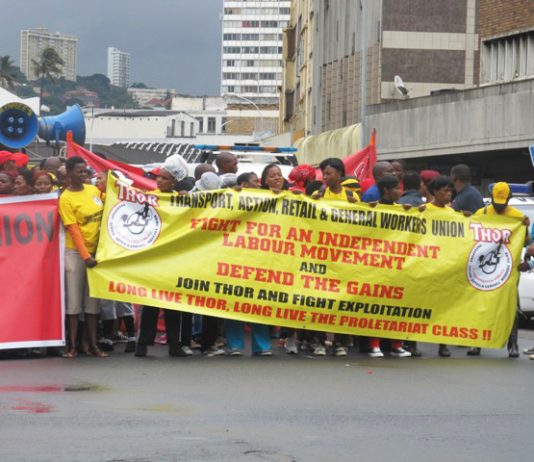 THOR banner on a demonstration in Durban