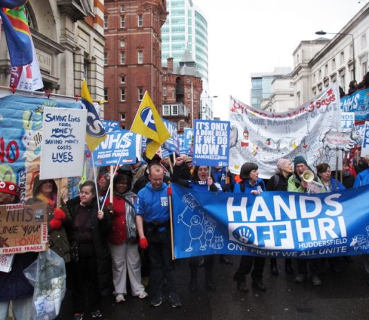 RI campaigners on the 100,000-strong ‘Hands off the NHS’ demonstration in London last March