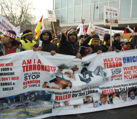 Tamils march through London against the butchery of both Rajapakse and Fonseka