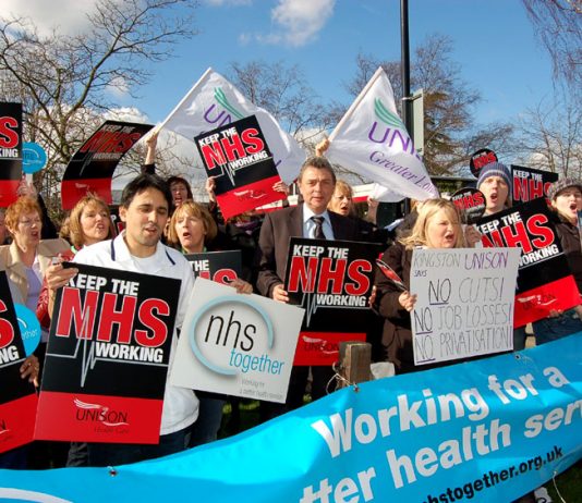 Unison leader DAVE PRENTIS at a ‘Keep the NHS Working’ rally in Kingston in 2007