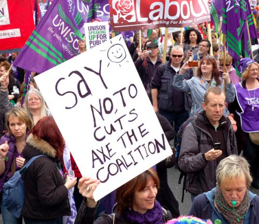 Section of the 500,000-strong TUC demonstration on March 26 last year against the coalition cuts