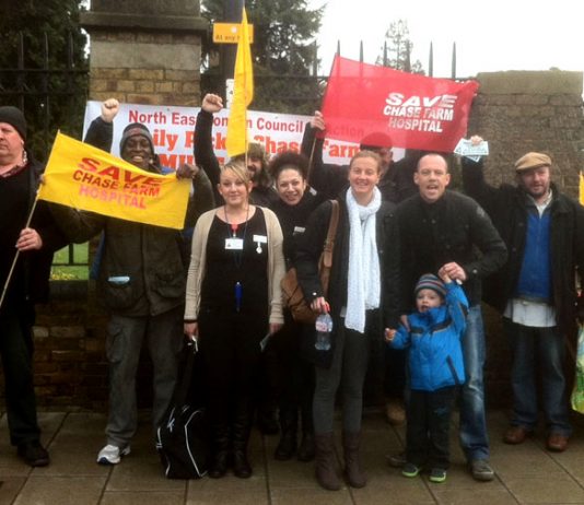 An enthusiastic response from patients, staff and passers-by to yesterday’s picket of Chase Farm Hospital