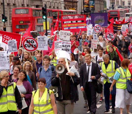 Marching against the Health Bill on the 63rd anniversary of the NHS last year