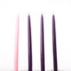 12 Inch Advent Taper Candles Set - Purple, Pink