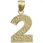 14k gold number 2 charm