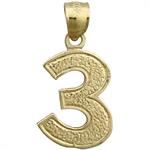 14k gold number 3 charm