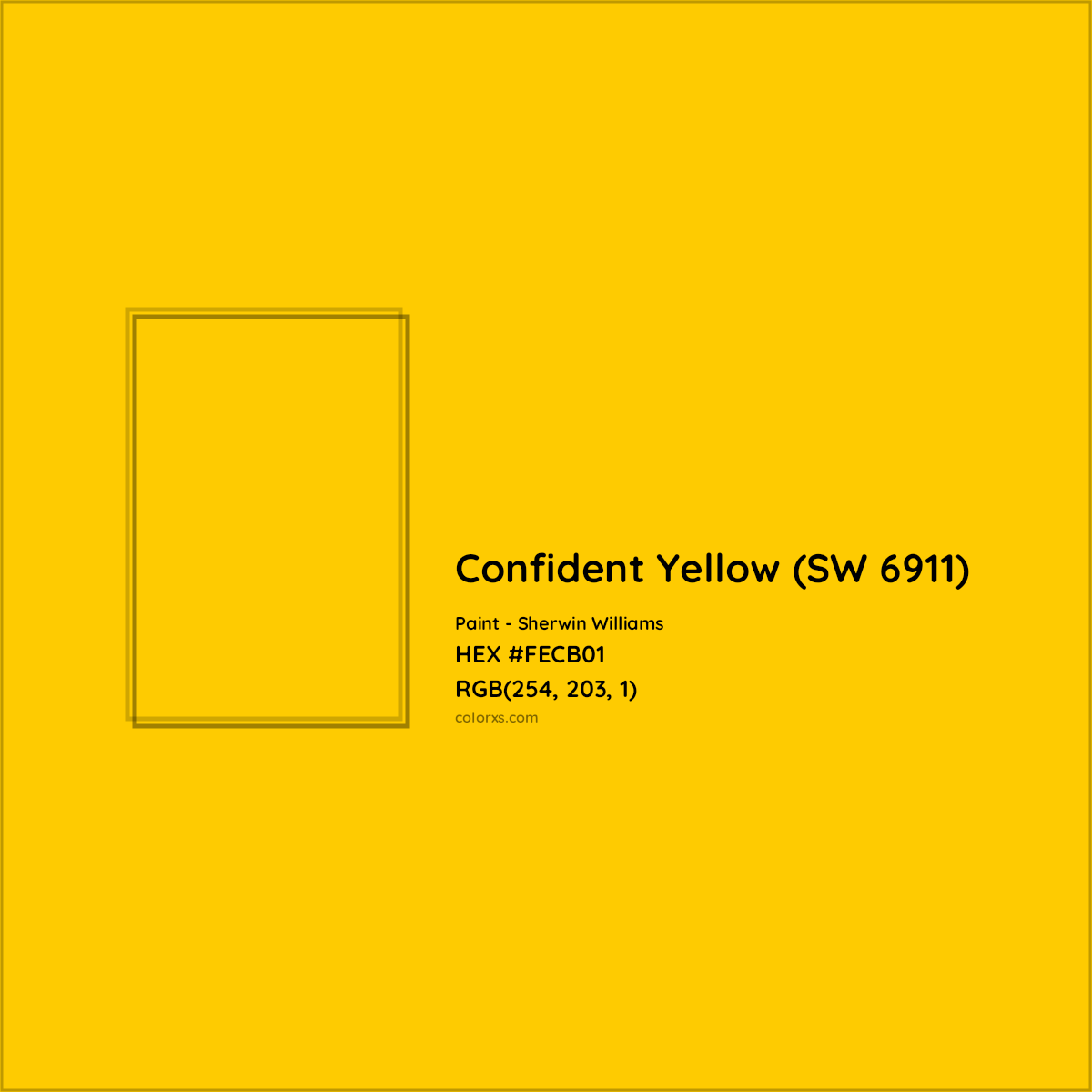 HEX #FECB01 Confident Yellow (SW 6911) Paint Sherwin Williams - Color Code