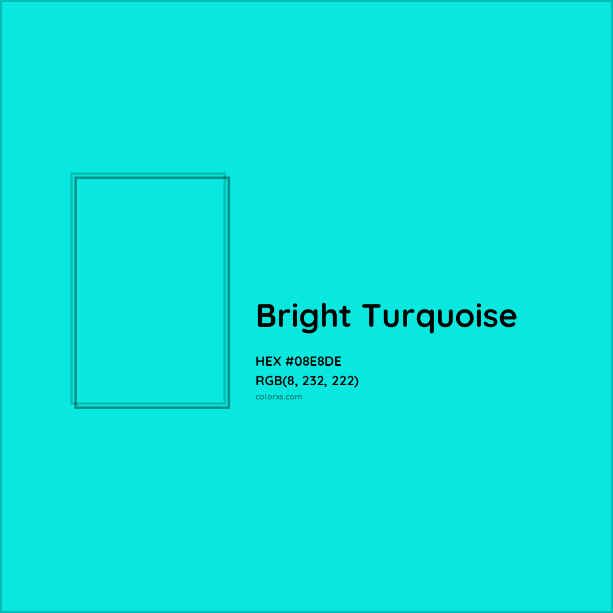 HEX #08E8DE Bright Turquoise Color - Color Code