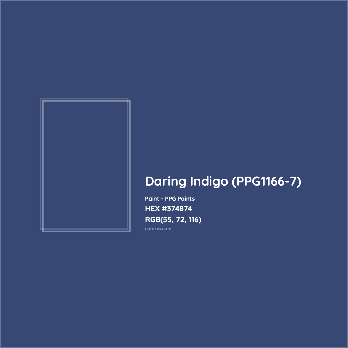 HEX #374874 Daring Indigo (PPG1166-7) Paint PPG Paints - Color Code