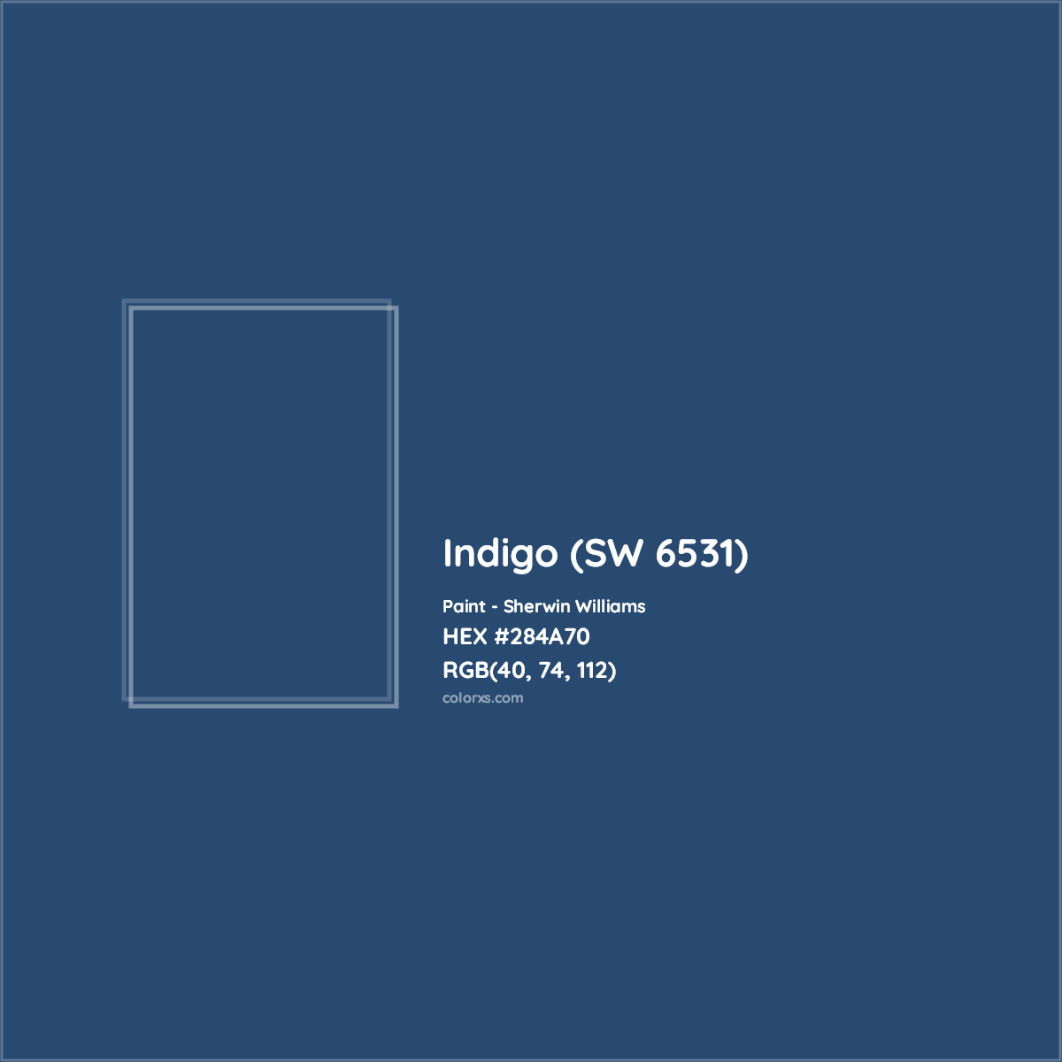 HEX #284A70 Indigo (SW 6531) Paint Sherwin Williams - Color Code