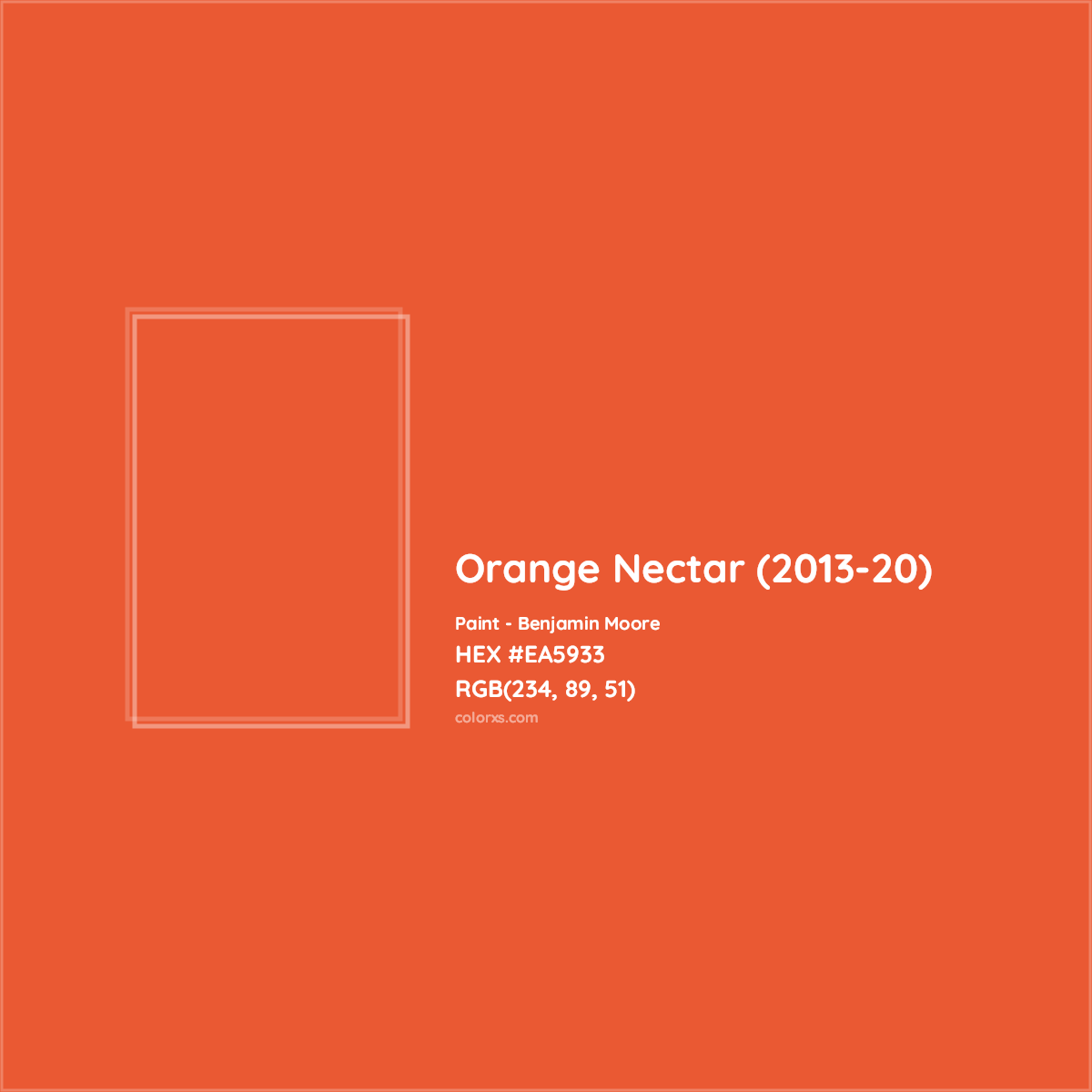 HEX #EA5933 Orange Nectar (2013-20) Paint Benjamin Moore - Color Code