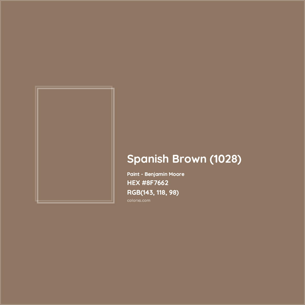 HEX #8F7662 Spanish Brown (1028) Paint Benjamin Moore - Color Code