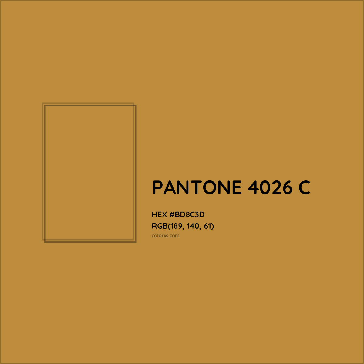 HEX #BD8C3D PANTONE 4026 C CMS Pantone PMS - Color Code