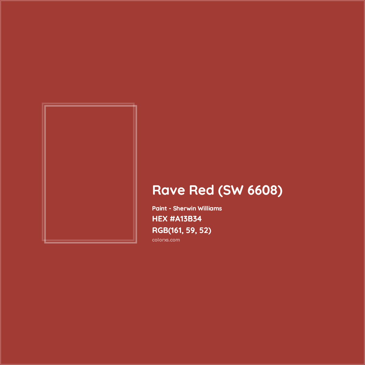 HEX #A13B34 Rave Red (SW 6608) Paint Sherwin Williams - Color Code