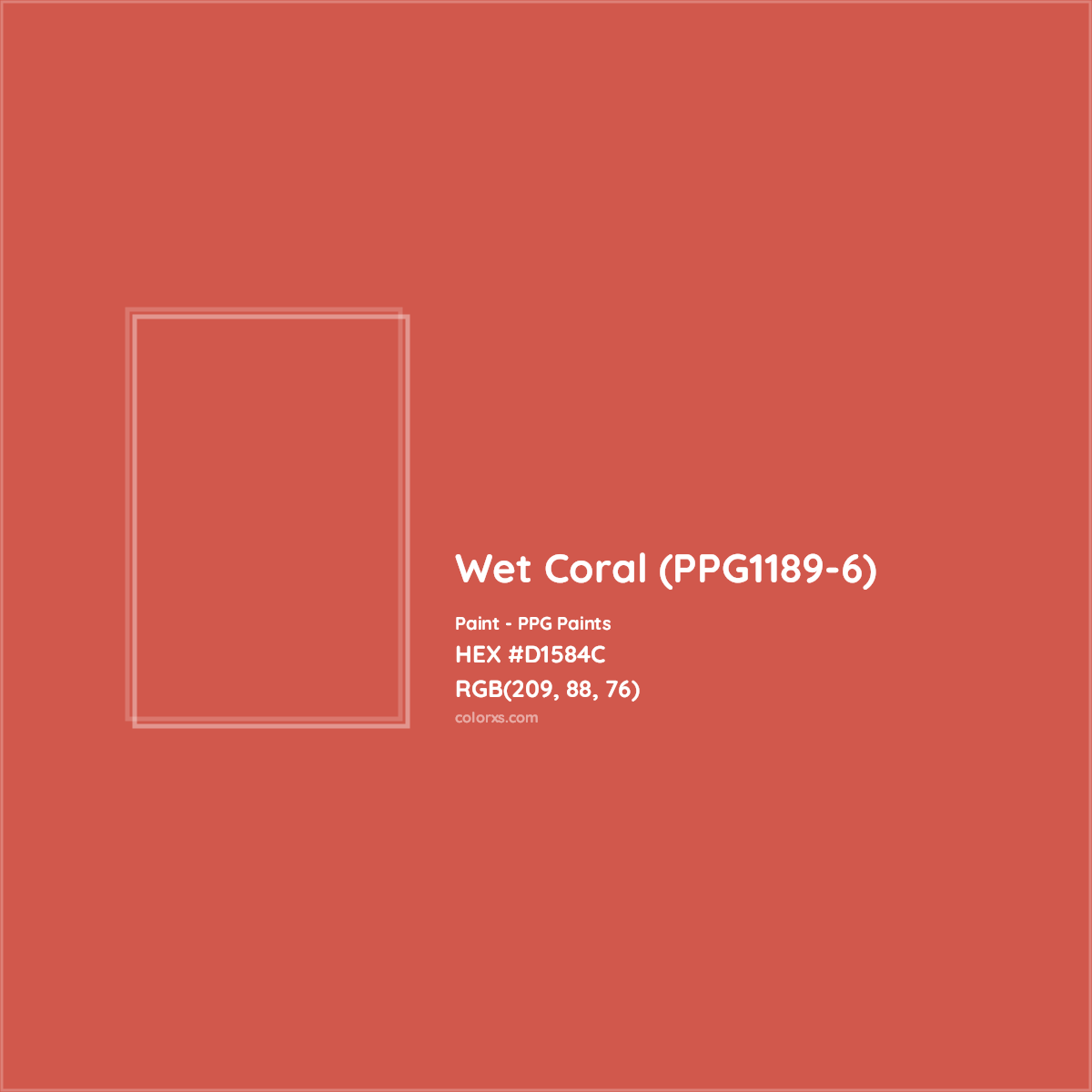 HEX #D1584C Wet Coral (PPG1189-6) Paint PPG Paints - Color Code