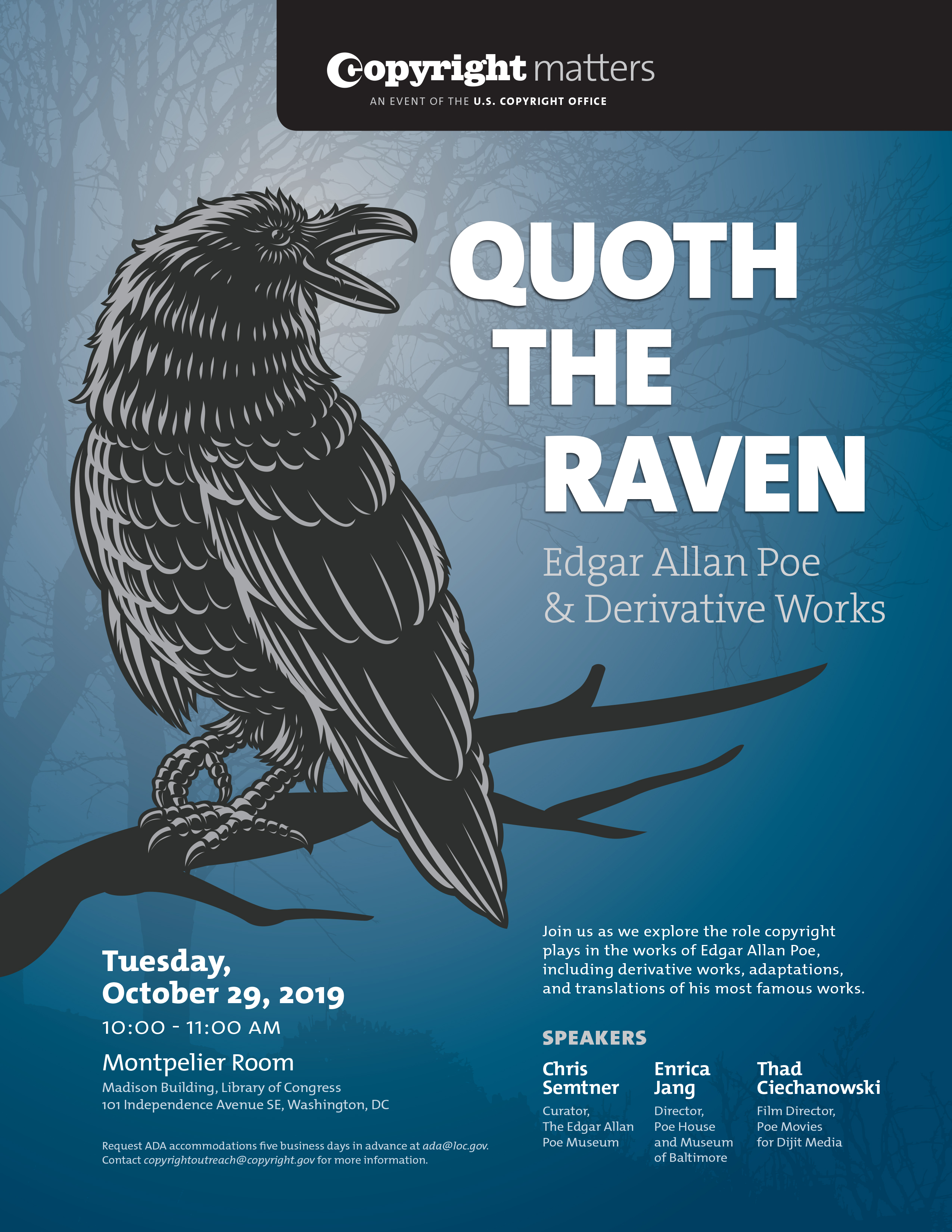 Quoth the Raven: Edgar Allen Poe and Derivative Works Flyer