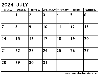 July 2024 calendar