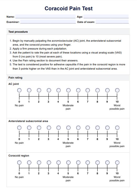 Coracoid Pain Test PDF Example