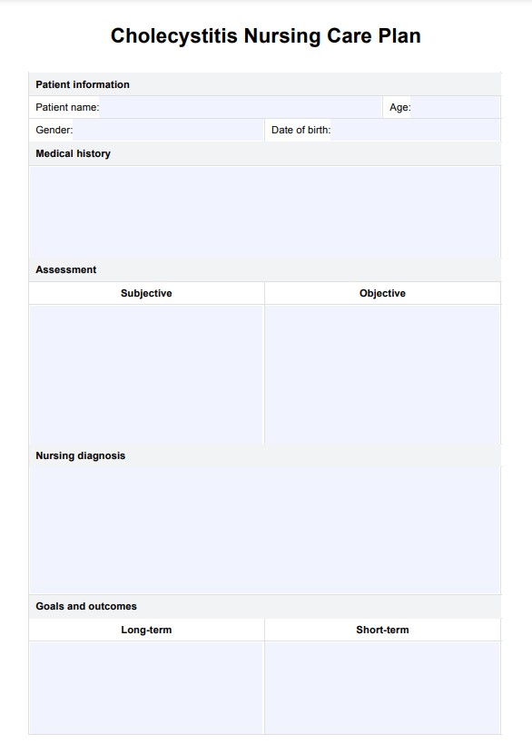 कोलेसिस्टिटिस नर्सिंग केयर प्लान PDF Example