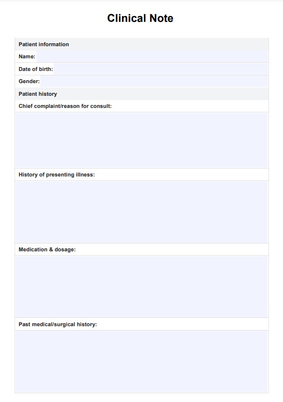 Mal for klinisk merknad PDF Example