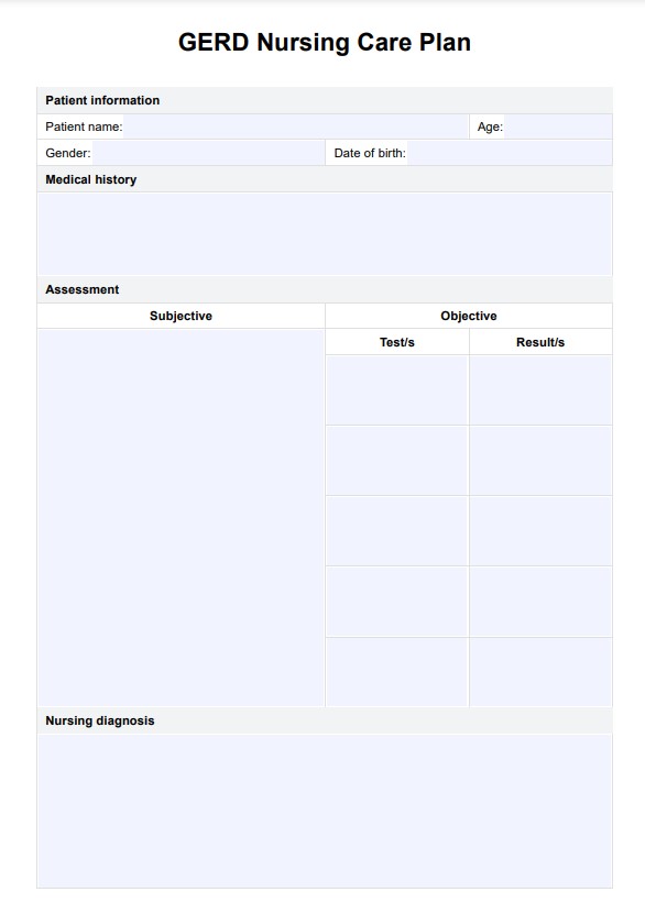 गर्ड नर्सिंग केयर प्लान PDF Example