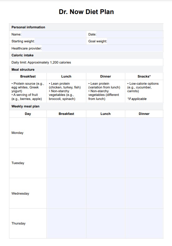 डॉ नाउ डाइट प्लान PDF Example