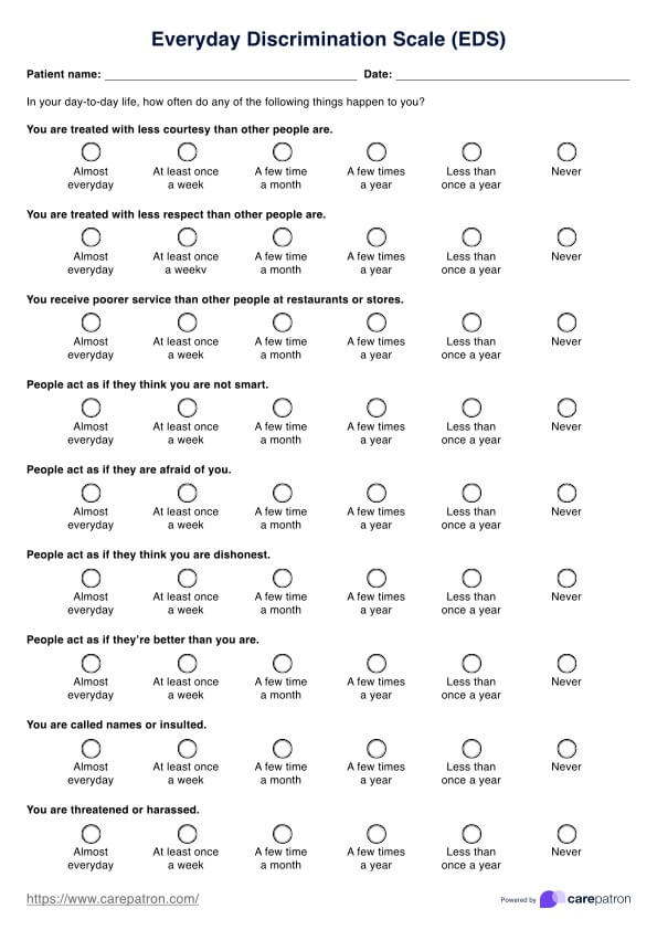 Everyday Discrimination Scale (EDS) PDF Example