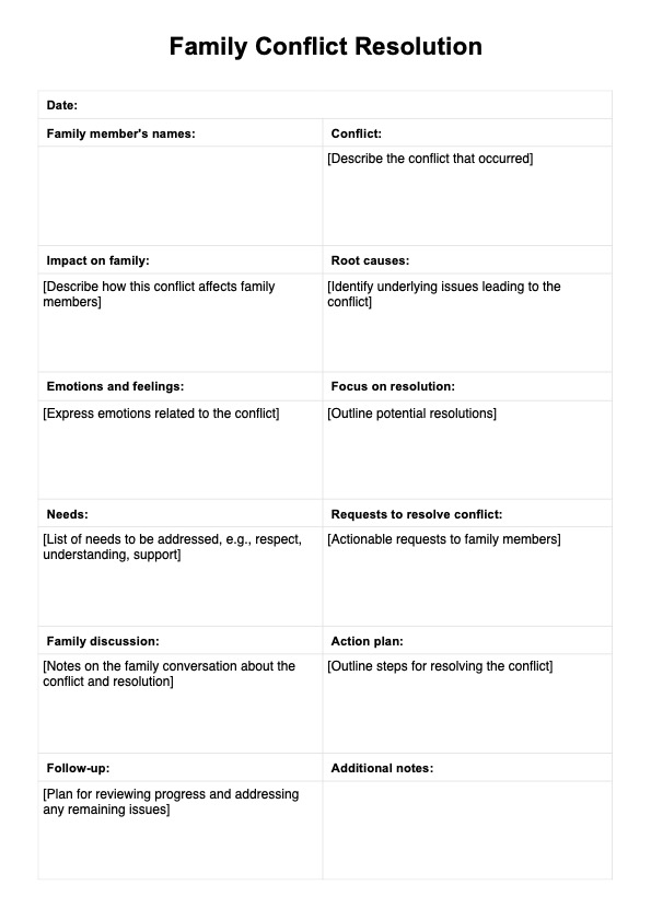 Family Conflict Resolution Strategies PDF PDF Example