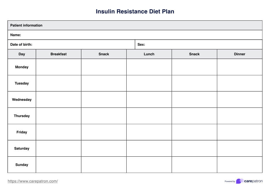 इंसुलिन प्रतिरोध आहार योजना PDF PDF Example