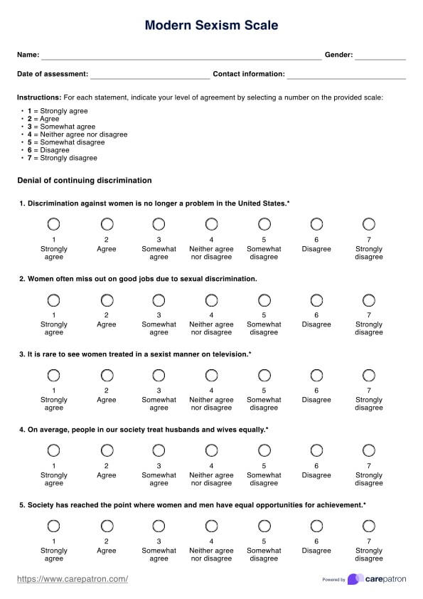 Modern Sexism Scale (MSS) PDF Example