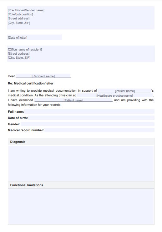 मेडिकल लेटर टेम्पलेट PDF Example