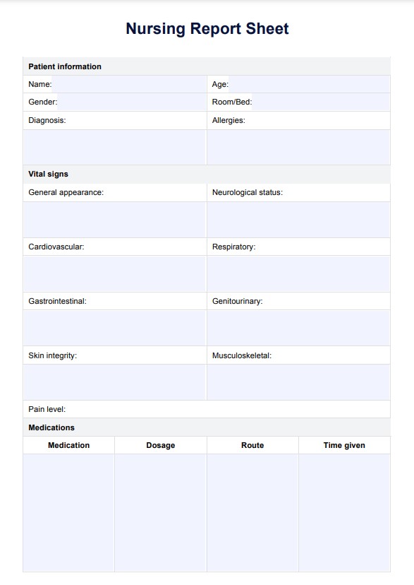 Sykepleierapportark PDF Example