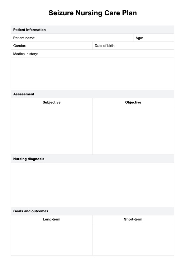 सीज़र्स नर्सिंग केयर प्लान PDF Example