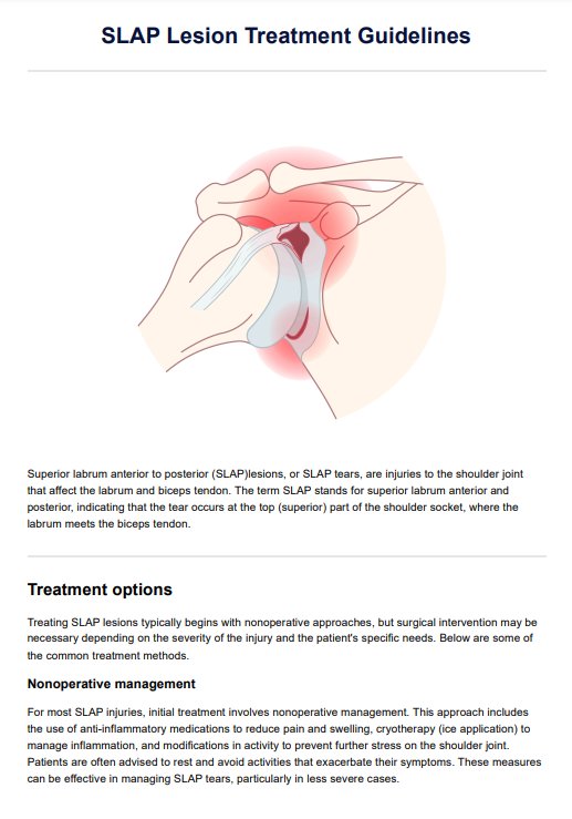 SLAP Lesion Treatment Guidelines PDF Example