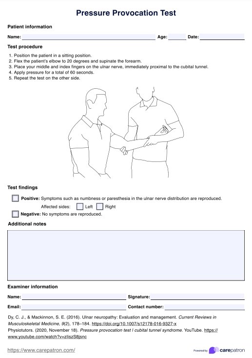 Pressure Provocation Test  PDF Example