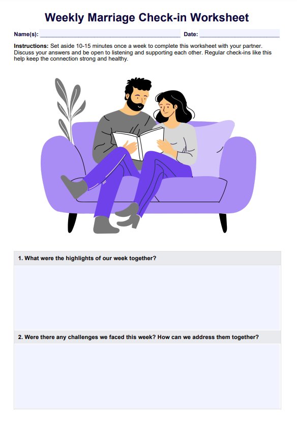 Weekly Marriage Check-in Worksheet PDF Example