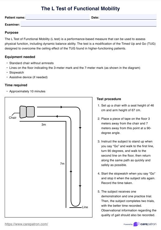 The L Test of Functional Mobility PDF Example